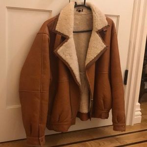 Vintage shearling lined genuine leather jacket